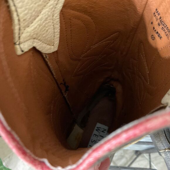 Nine West Leather Cowboy/ girl Boots Rodeo Women’s size  5.5 Inlaid Pattern - Picture 12 of 13